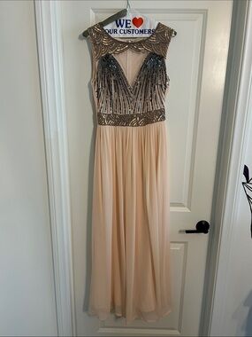 Beaded Nude/Champagne Evening Prom Dress